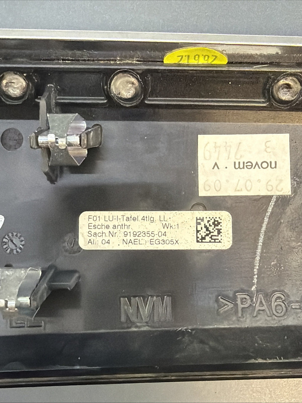 09-15 BMW 740i 750i 750Li F02 Front Headlight Switch Panel Trim 9192355 OEM