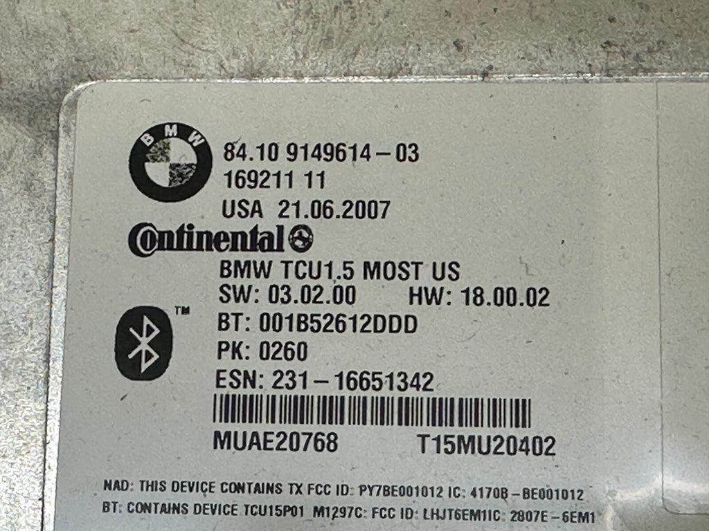 BMW 2007-2010 E60 LCI E90 BLUETOOTH TELEMATIC COMMUNICATION MODULE OEM 9149614