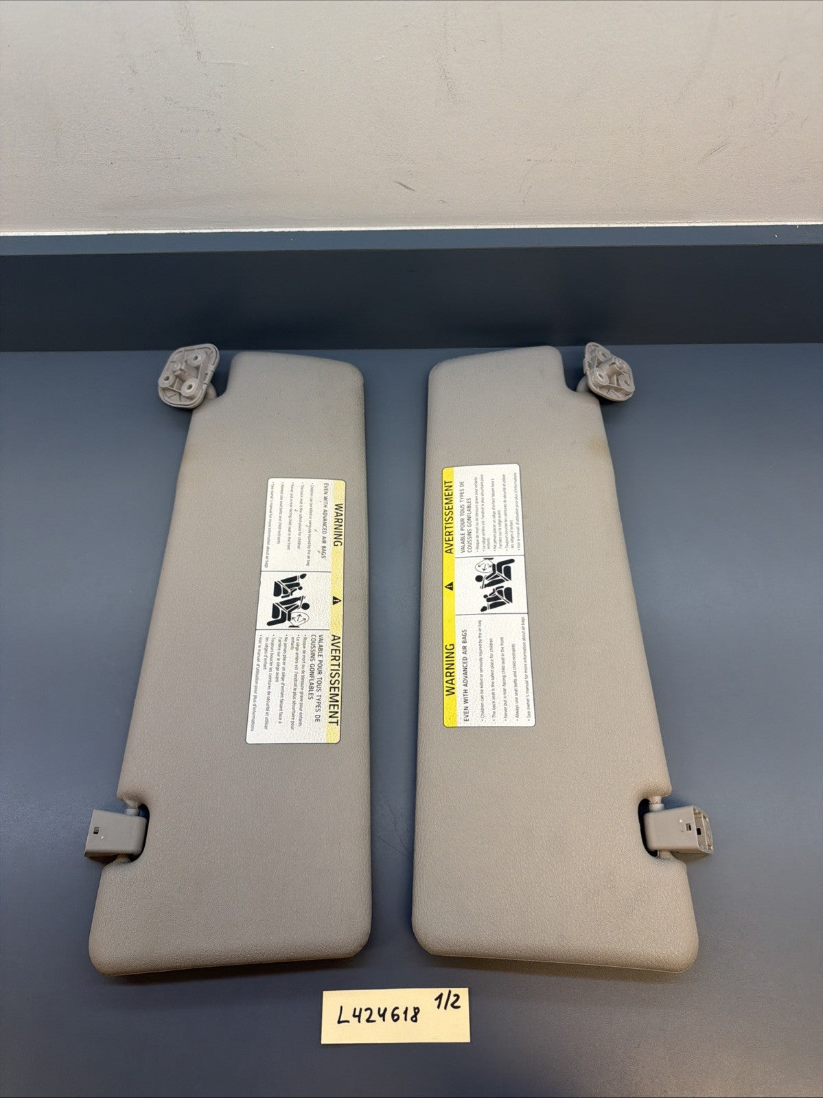 2007-2013 BMW E70 X5 X5M Front Left Right Interior Sun Visor Grey Pair Set