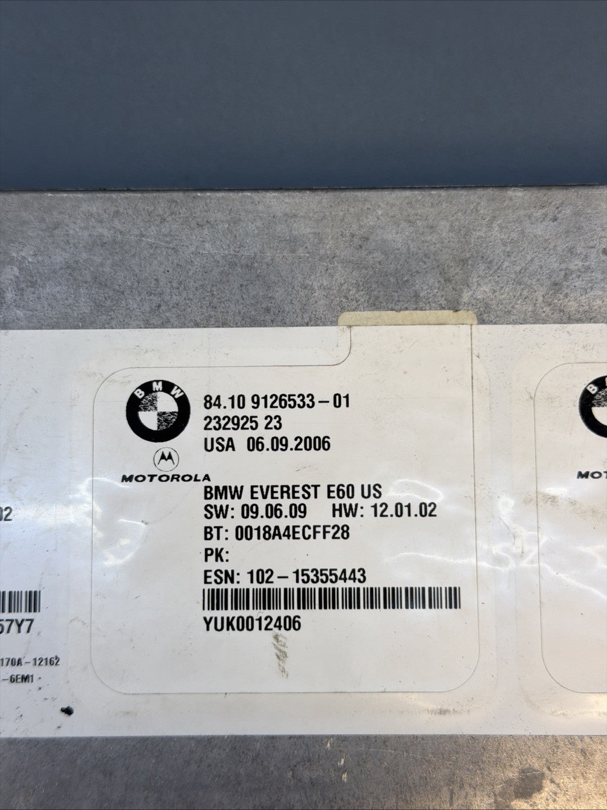 BMW 2005-2012 E90 TELEMATICS BLUETOOTH CONTROL MODULE OEM 9126533