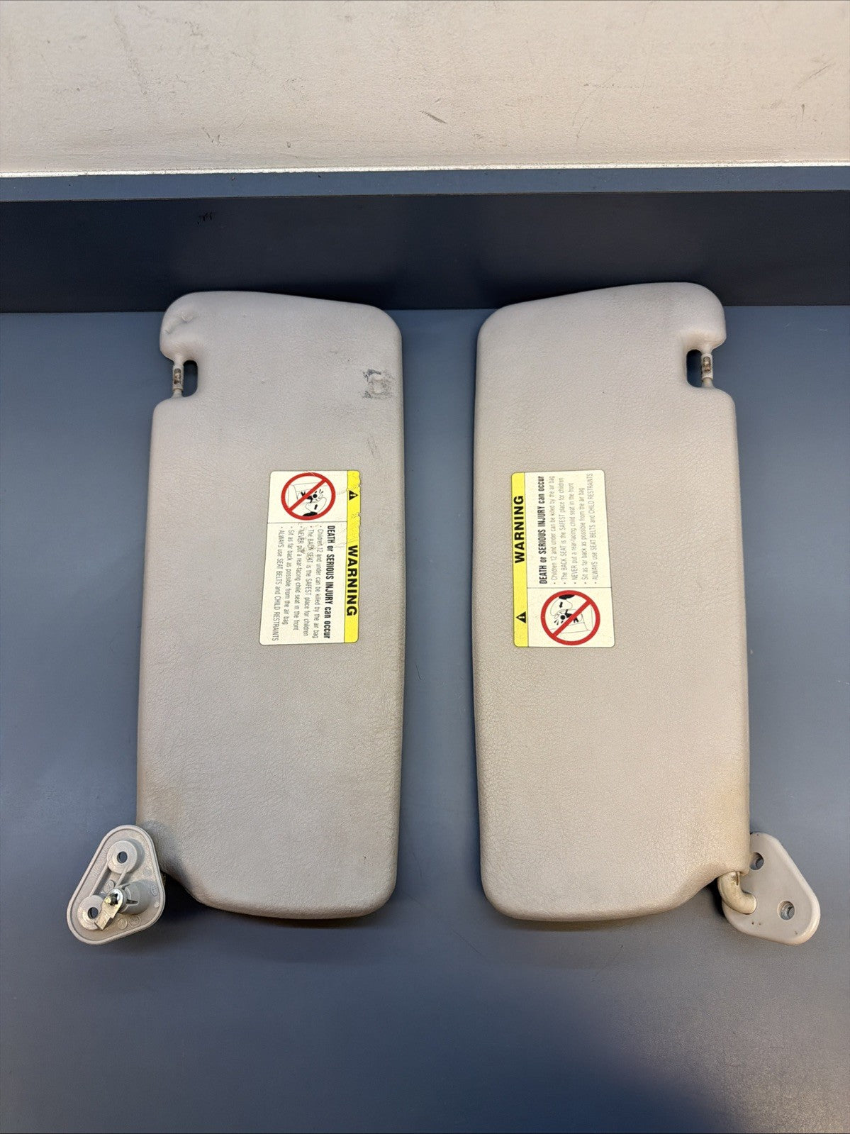 BMW E36 328I M3 318I 320I 325I Front Sun Visor Grey Leather Pair OEM