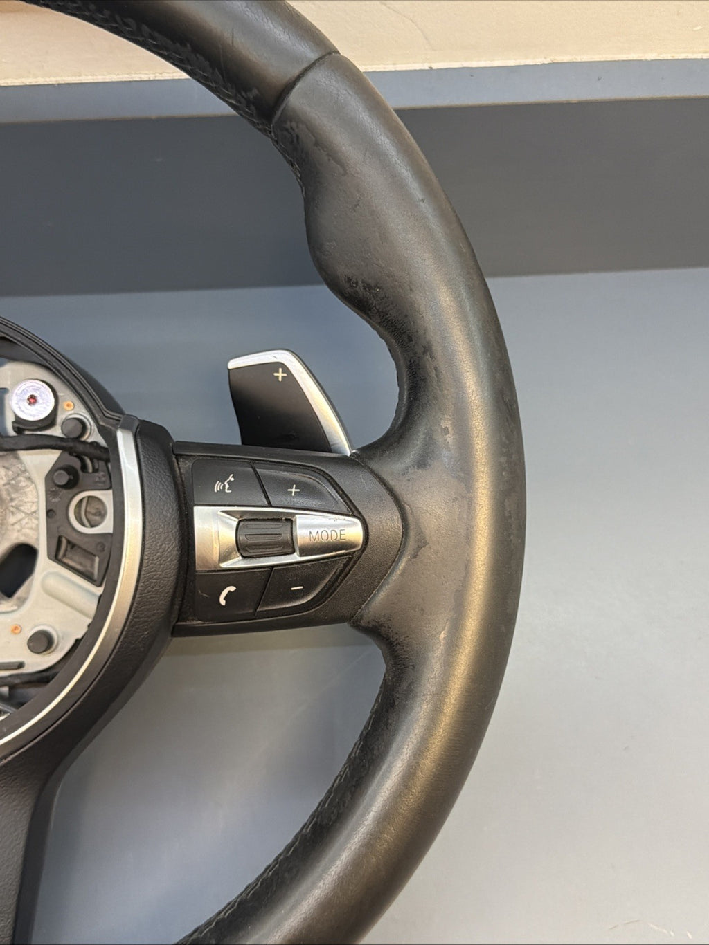 2012-2015 BMW M3 F30 M SPORT STEERING WHEEL M COLORED TRIM 3074437 OEM *NOTE*