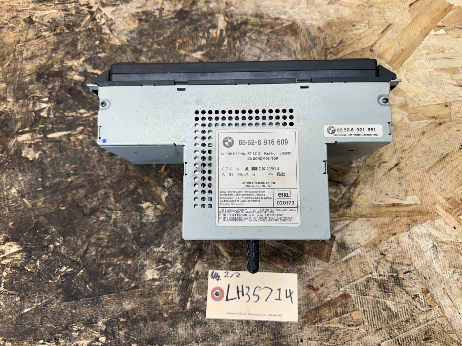 BMW 97-06 E53 E38 E39 5/7 SERIES X5 NAGIVATION STERIO MONITOR OEM 6916609