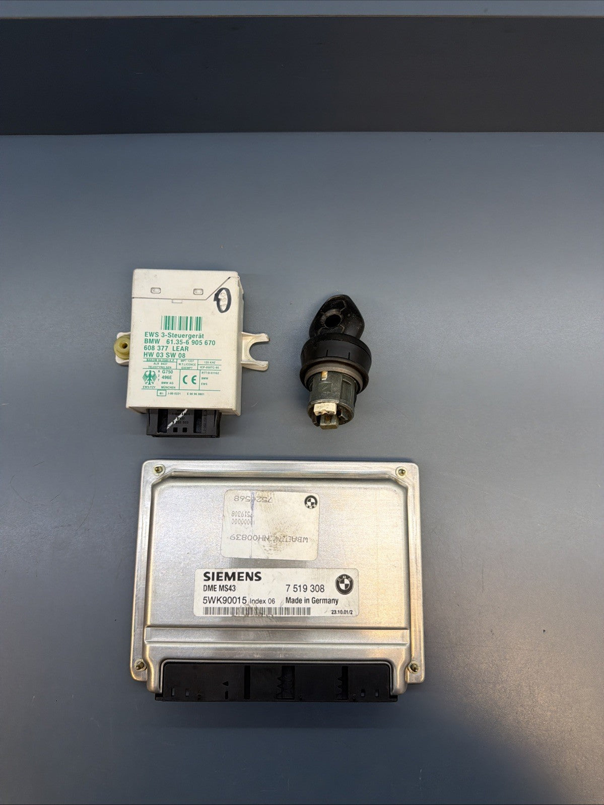 BMW E46 E39 E53 3 5 3.0i M54 ENGINE ECU SET DME MS43 EWS3 IGNITION KEY 7519308