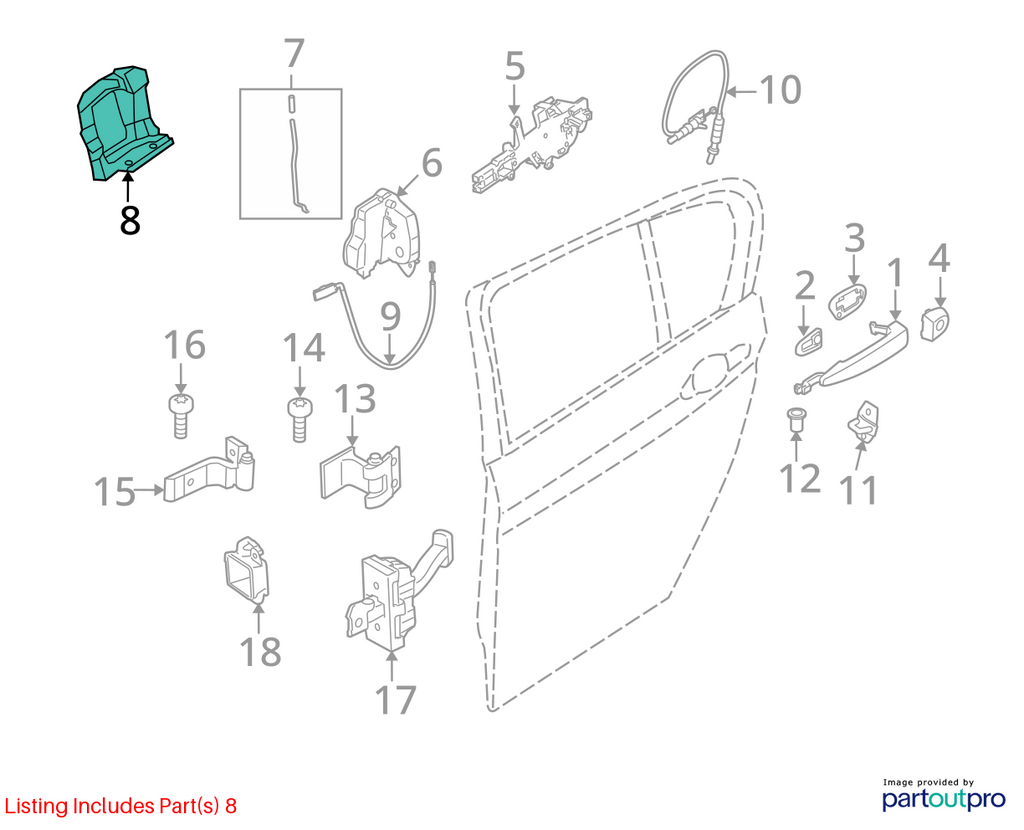 2012-2018 BMW 3 320 F30 Rear Left Door Handle Bracket 51227332267