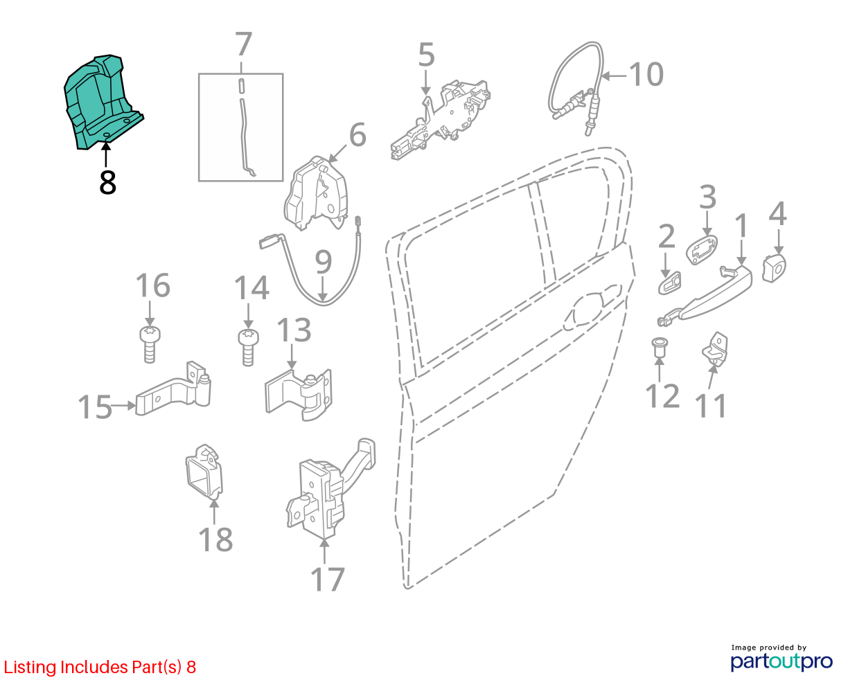 2012-2018 BMW 3 320 F30 Rear Left Door Handle Bracket 51227332267