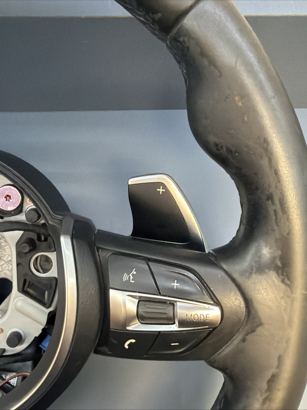 2012-2015 BMW M3 F30 M SPORT STEERING WHEEL M COLORED TRIM 3074437 OEM *NOTE*