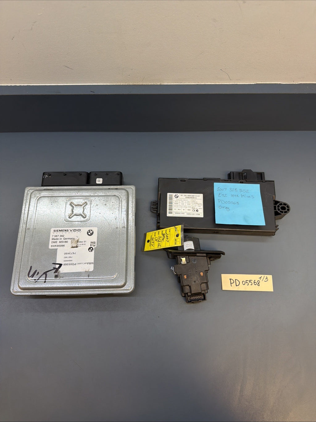 2007-2010 BMW E90 E92 328i AUTO N52K MSV80 ECU DME CAS KEY SET OEM 7567362