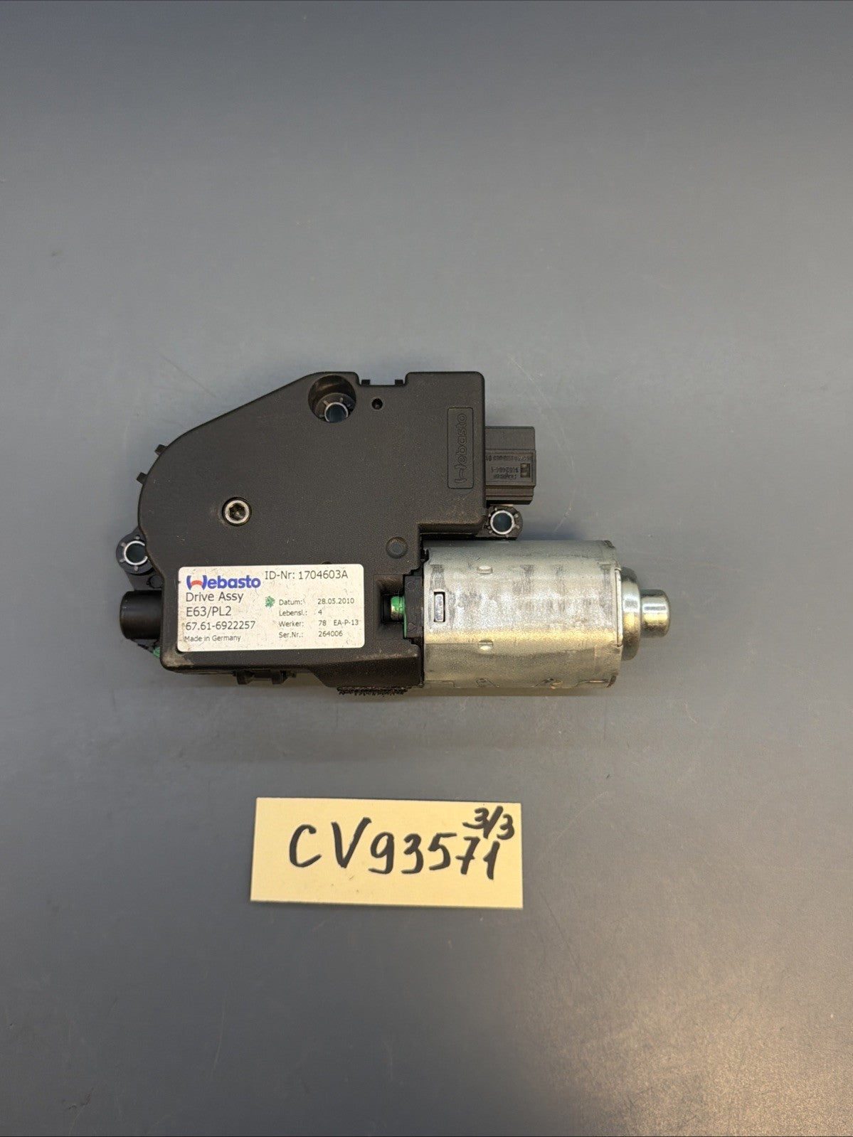 05-13 BMW E63 E82 E90 E92 SUNROOF MOON ROOF MOTOR UNIT 6922257 OEM