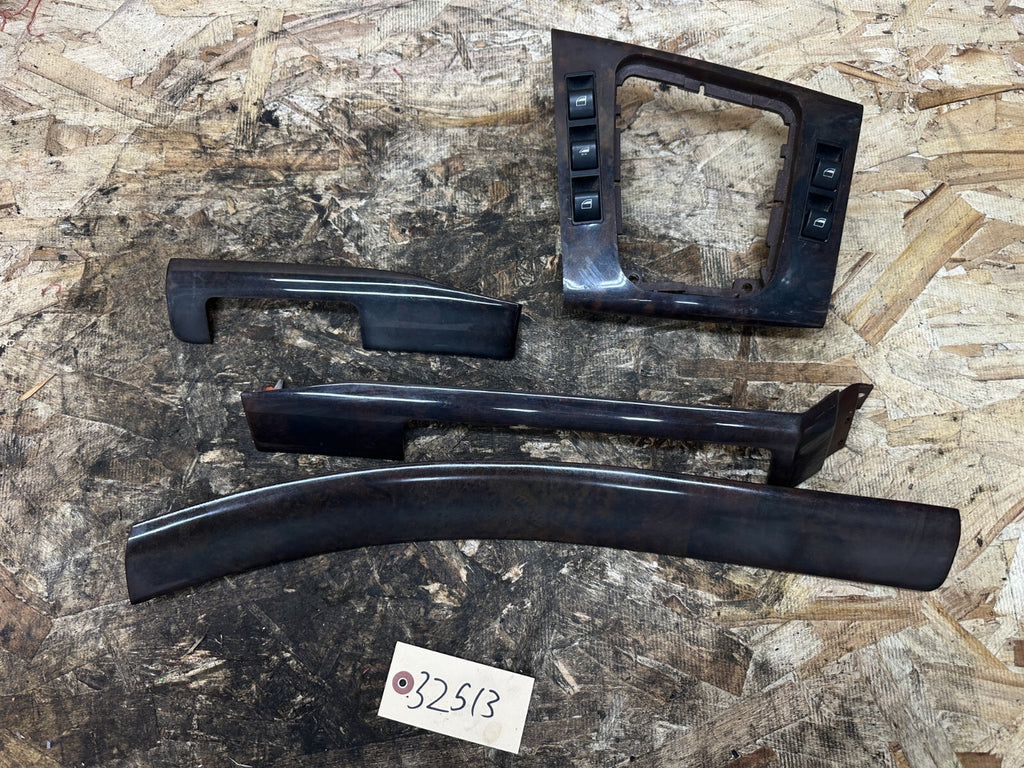 BMW 1999-2005 E46 4 PIECE BURLED WOOD INTERIOR TRIM SET OEM 8203825+6+7+6902178