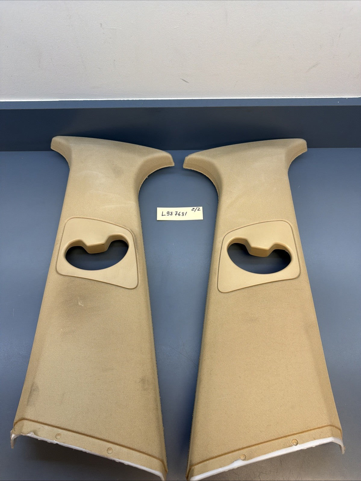07-13 BMW E70 X5 Right & Left Side Trim Upper B Pillar TAN OEM 7129751