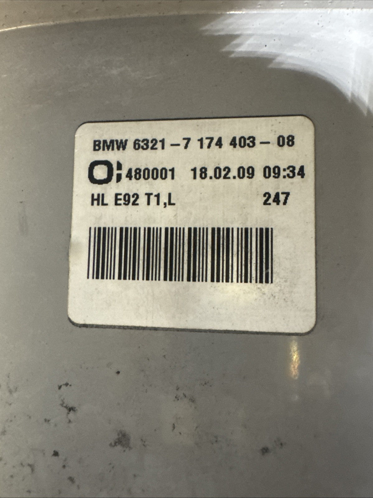 07-10 BMW E92 328i 335i M3 Coupe Rear Left Driver Outer Tail Light 7174403 OEM