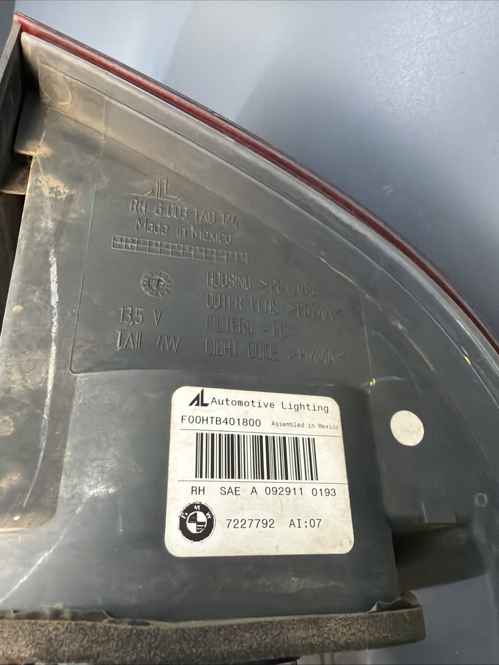 2011-2013 BMW X5 X5M E70 Tail Light Right Passenger side 7227792 OEM