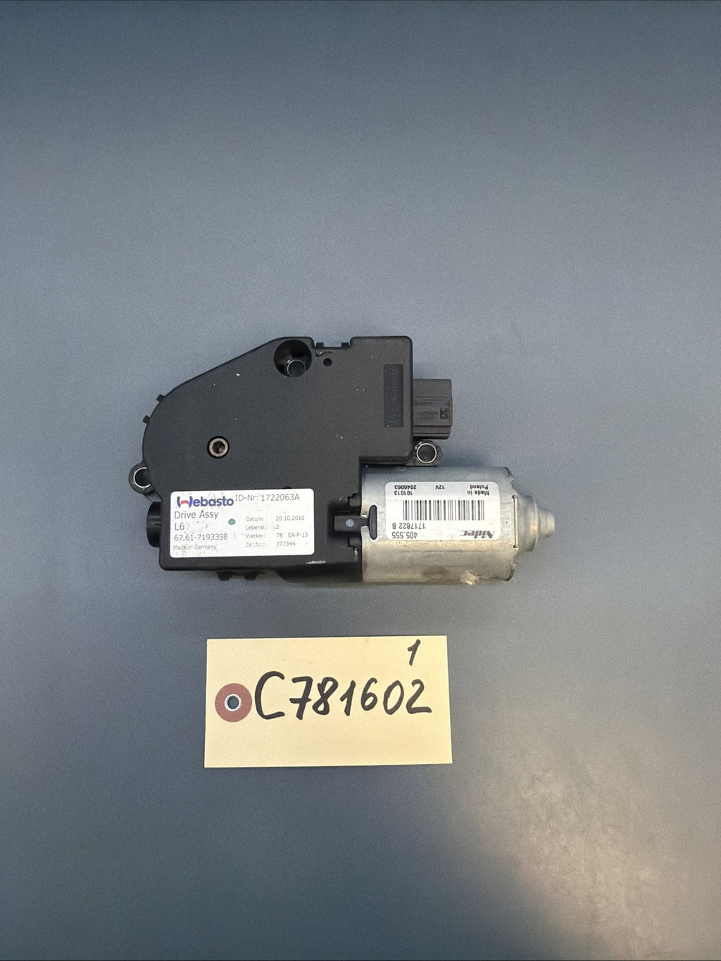 BMW OEM SUNROOF ELECTRIC MOTOR DRIVE UNIT MODULE E81 E82 E87 E90 E92 F10 7193398