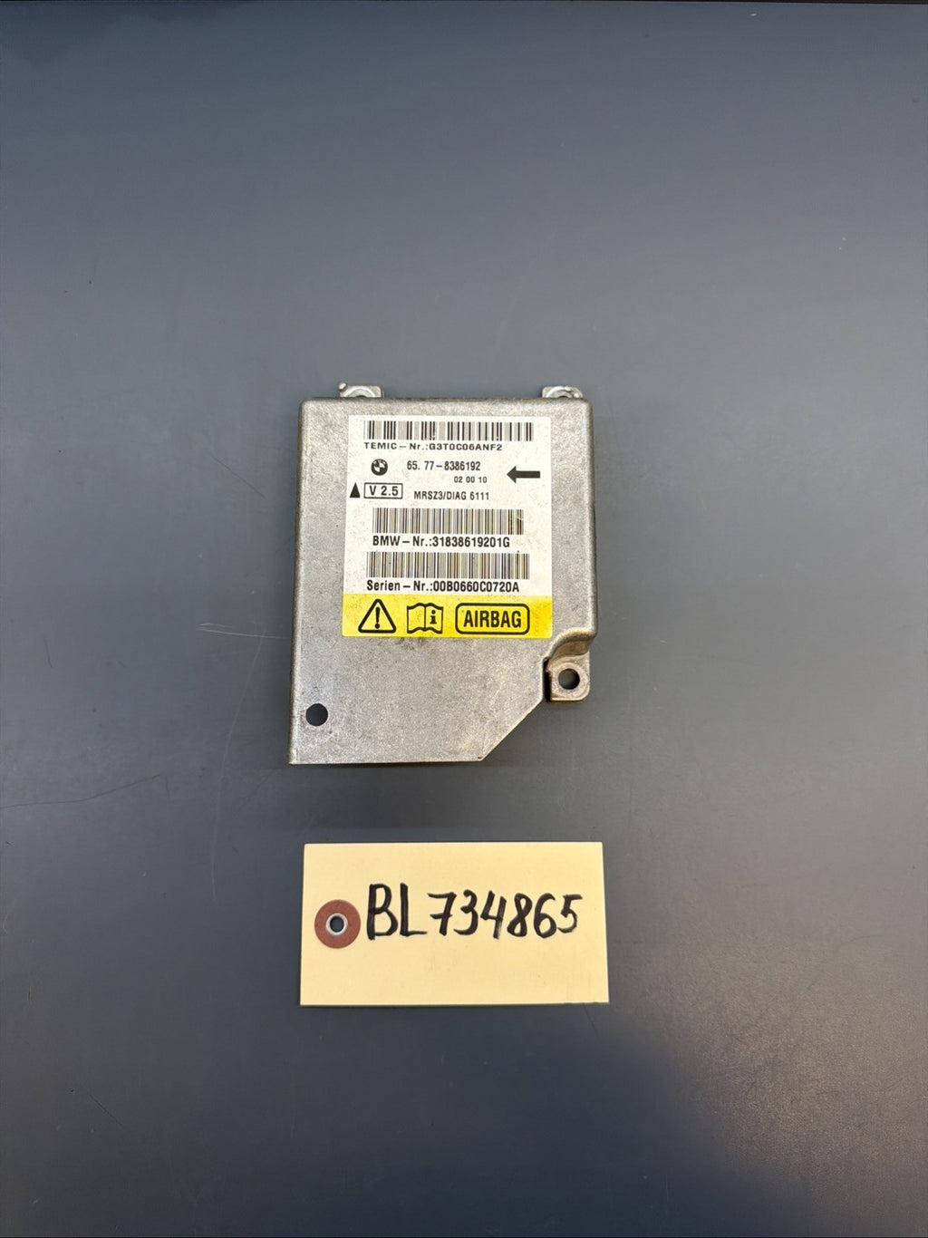 2000 BMW Z3 SRS Control Module 65778386192 OEM