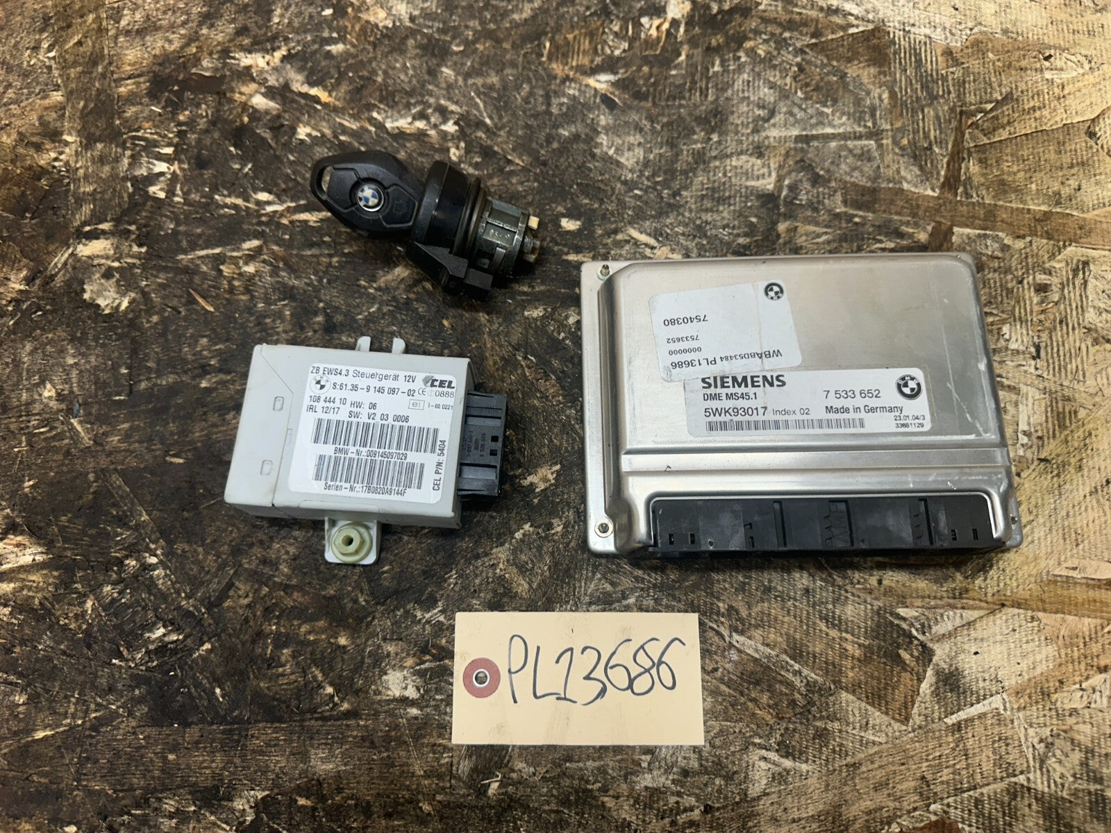 BMW 04-06 E46 LCI ECU+CAS IMMOBILIZER+KEY VIN MATCHED SET OEM 9145097+7533652