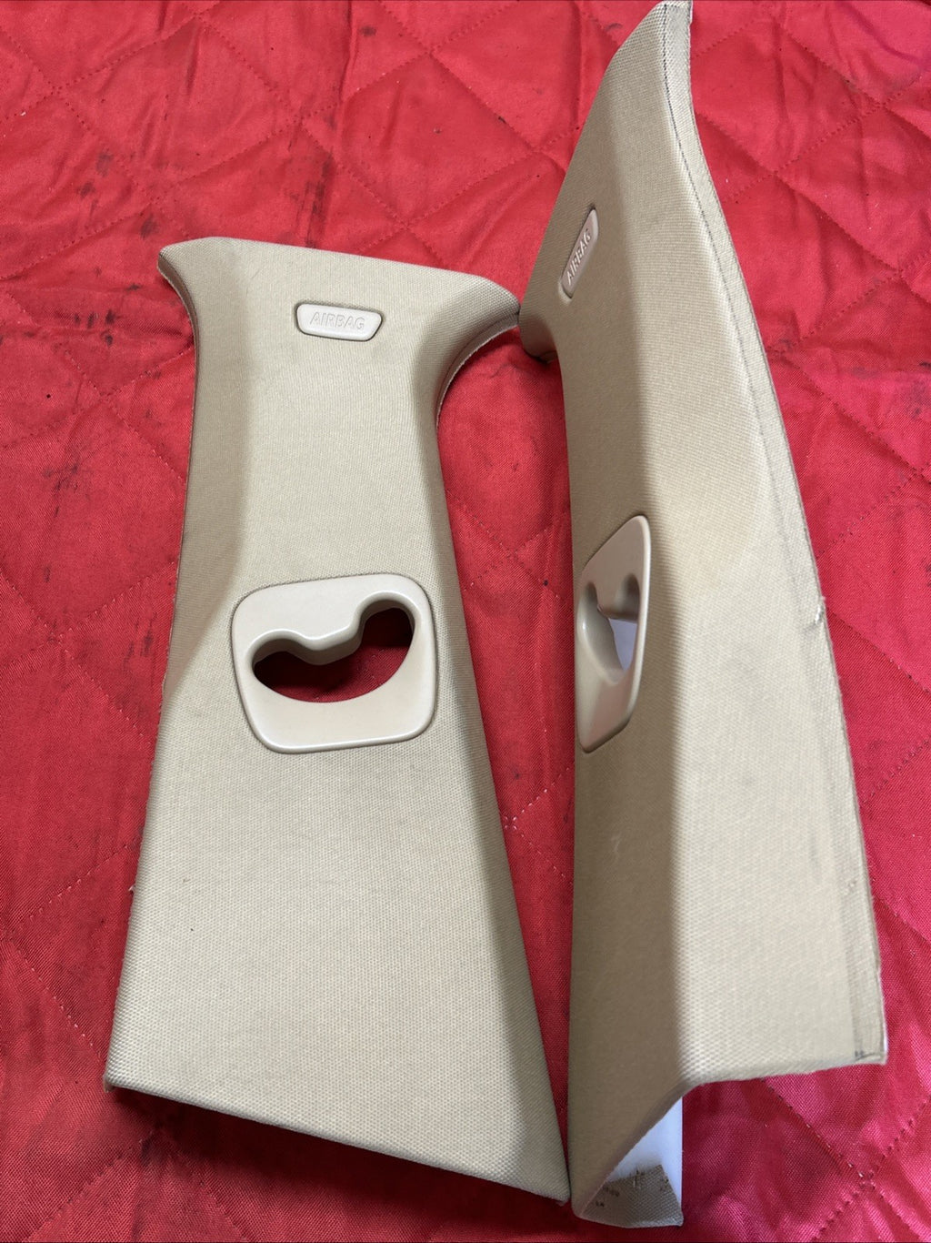 11-17 BMW X3 F25 CENTER LEFT & RIGHT SIDE UPPER B PILLARS COVER TRIM PANEL BEIGE