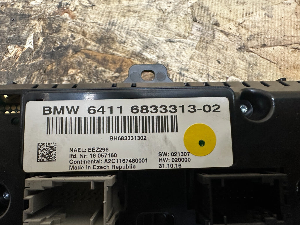 BMW 2011-2017 F25 X3 FRONT DASH AC CLIMATE CONTROL PANEL BLACK OEM 6833313