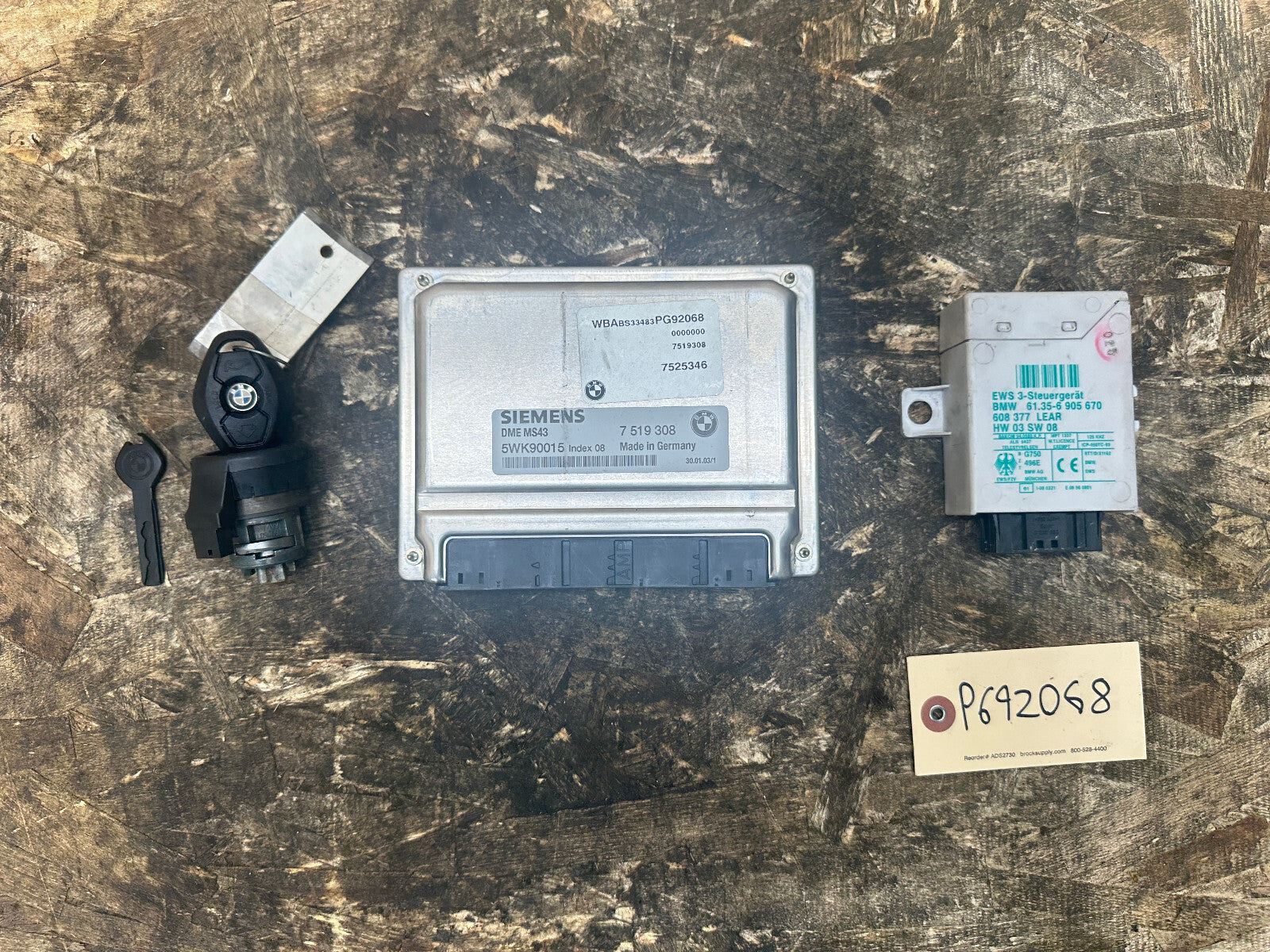 BMW 99-03 Z3 3/5 SERIES M54 ENGINE ECU(DME)+CAS+KEY  SET OEM 7519308 MS43