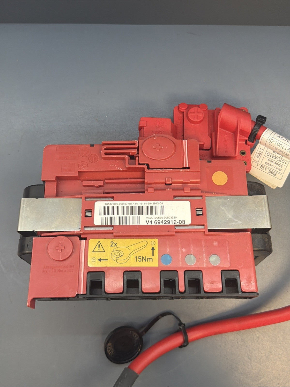 06-13 BMW E90 E92 E93 REAR BATTERY FUSE POWER JUNCTION BOX 6942912 W POS CABLE