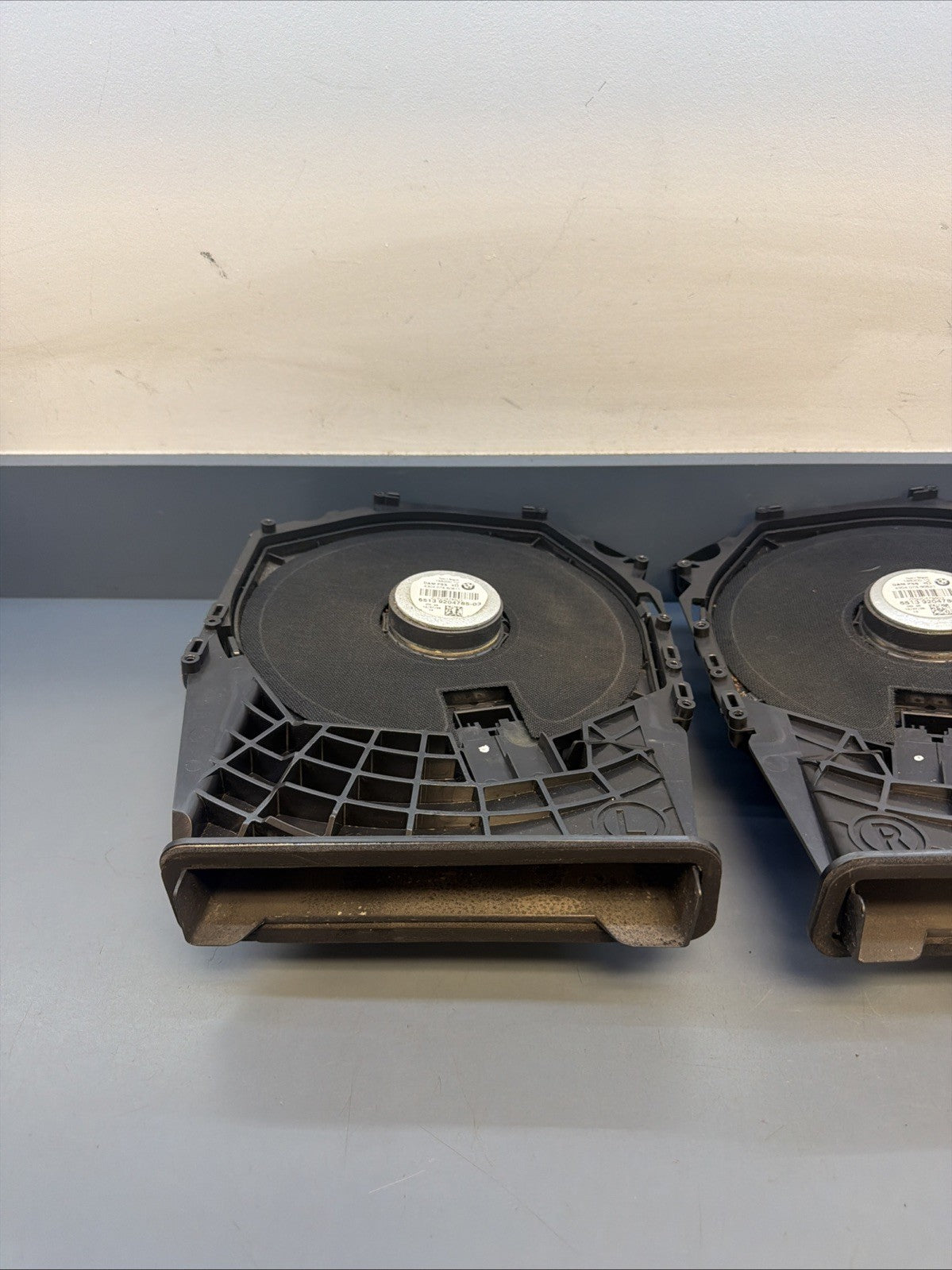 OEM BMW E88 E92 E93 335 M3 Floor Bass Speaker Sub Subwoofer Pair 9204785 9204786