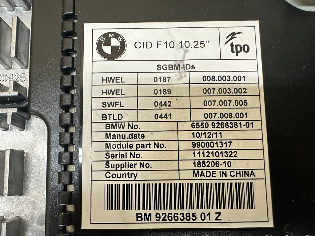 BMW 09-17 F10 5 SERIES CENTRAL INFO GPS NAVIGATION DISPLAY SCREEN OEM 9266385