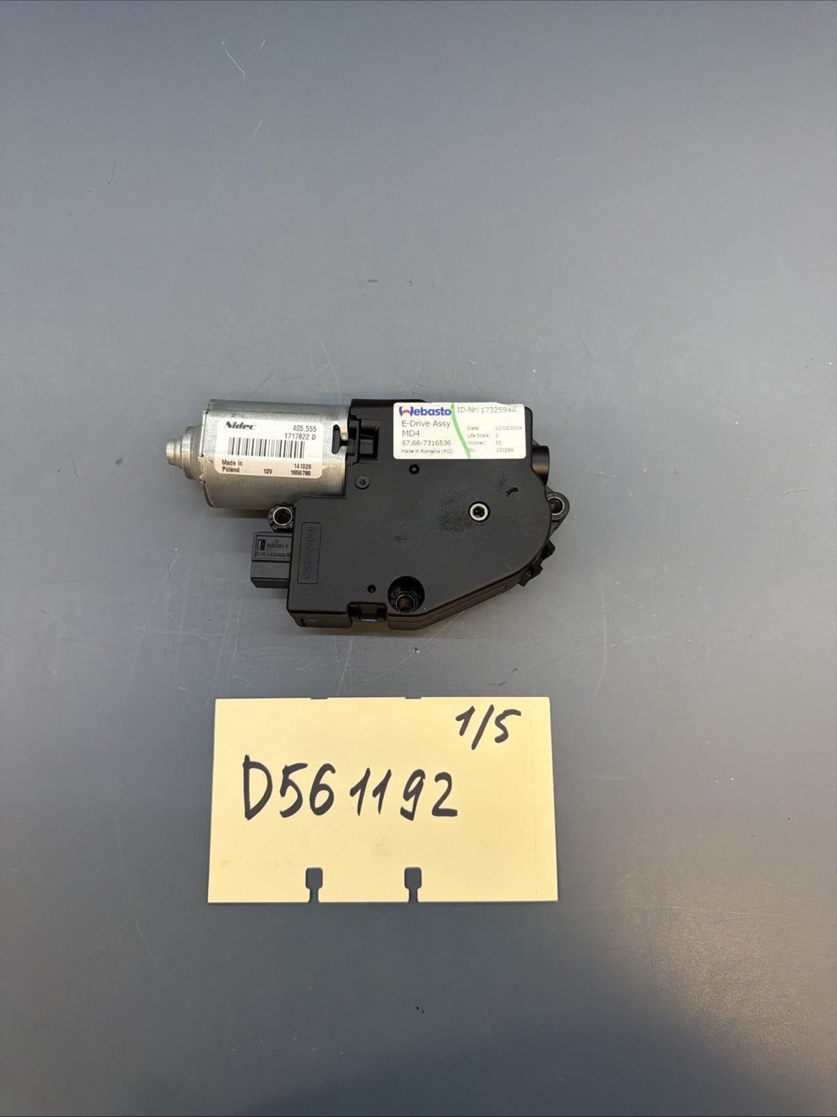 12-18 BMW F30 F34 3-SERIES SUNROOF MOTOR DRIVE UNIT 7316536 OEM