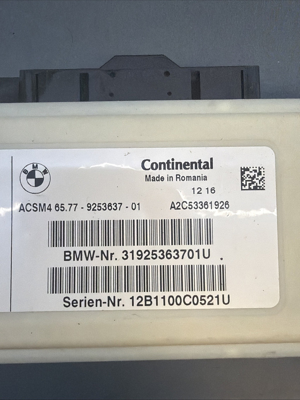 BMW 2011-2017 F25 X3 F10 F30 3/5 SERIES CRASH SRS CONTROL MODULE OEM 9253637
