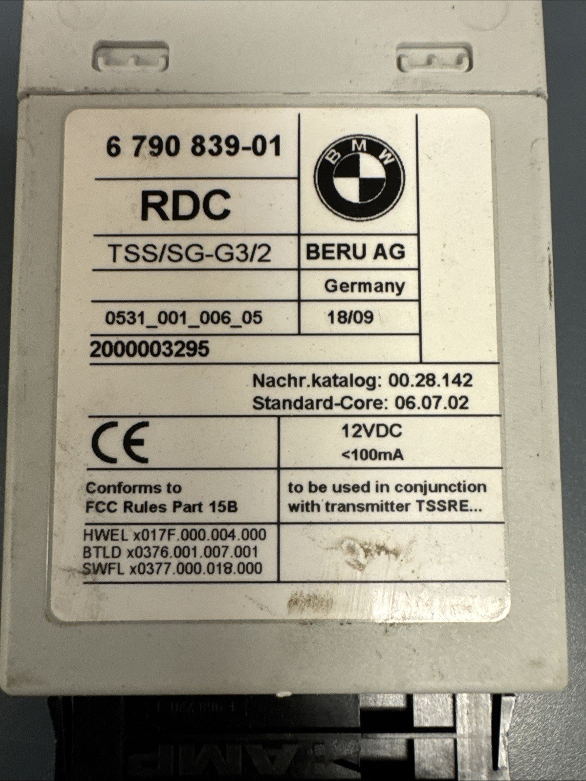 09-11 BMW 528i 535i 550i 740i 750i 760i F01 F10 TPMS CONTROL MODULE 6790839