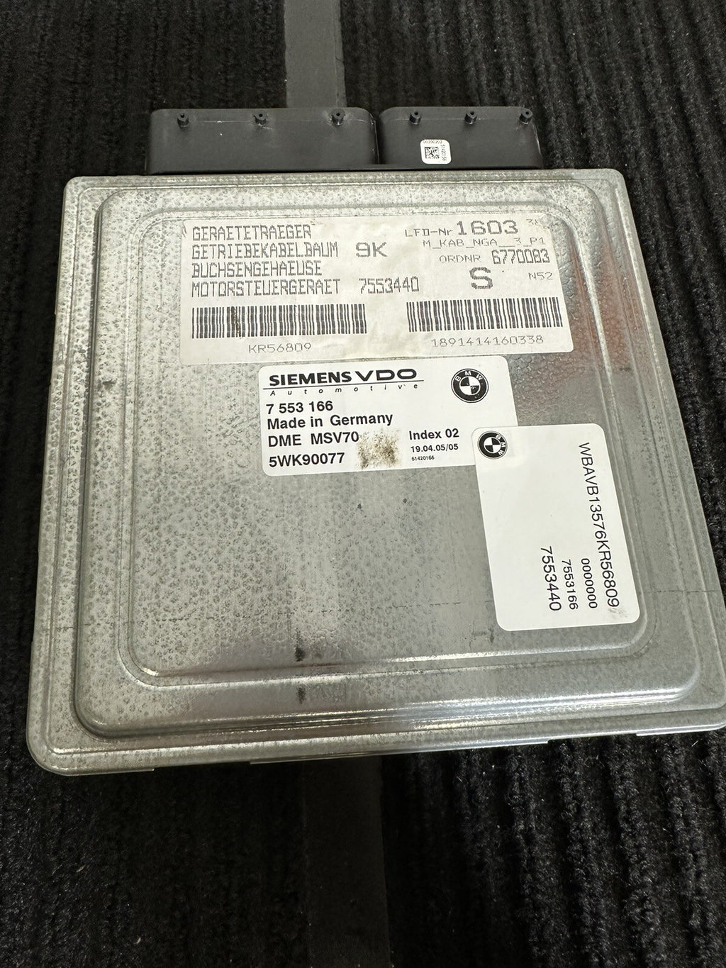 BMW N52 2.5 ENGINE CONTROL MODULE DME MSV70 CAS2 KEY ECU SET OEM 7553116