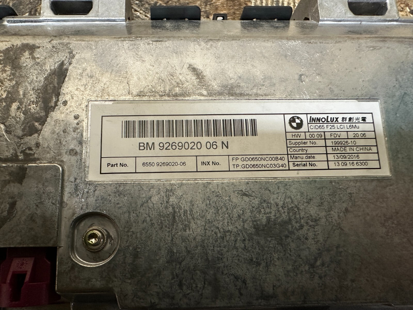 BMW 2015-2017 F25 X3 FOR PARTS ONLY RADIO INFORMATION DISPLAY PANEL OEM 9269020