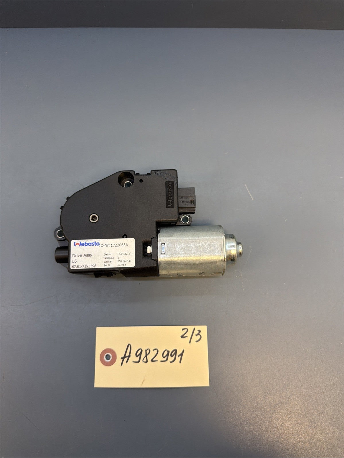 07-13 OEM BMW E90 E92 328 335 M3 Upper Sunroof Moon Roof Motor Unit 7193398