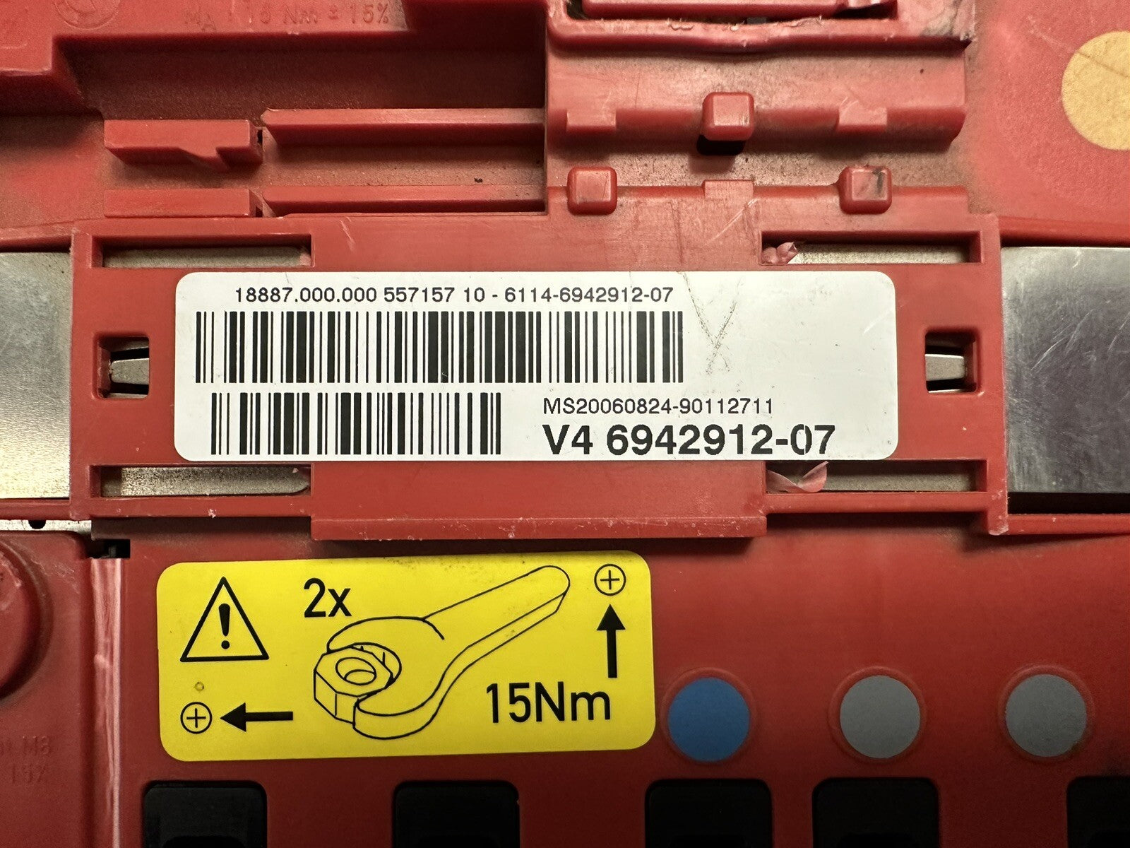 06-15 BMW E90 E92 E82 E84 POSITIVE BATTERY CABLE TERMINAL ASSEMBLY OEM 6942912