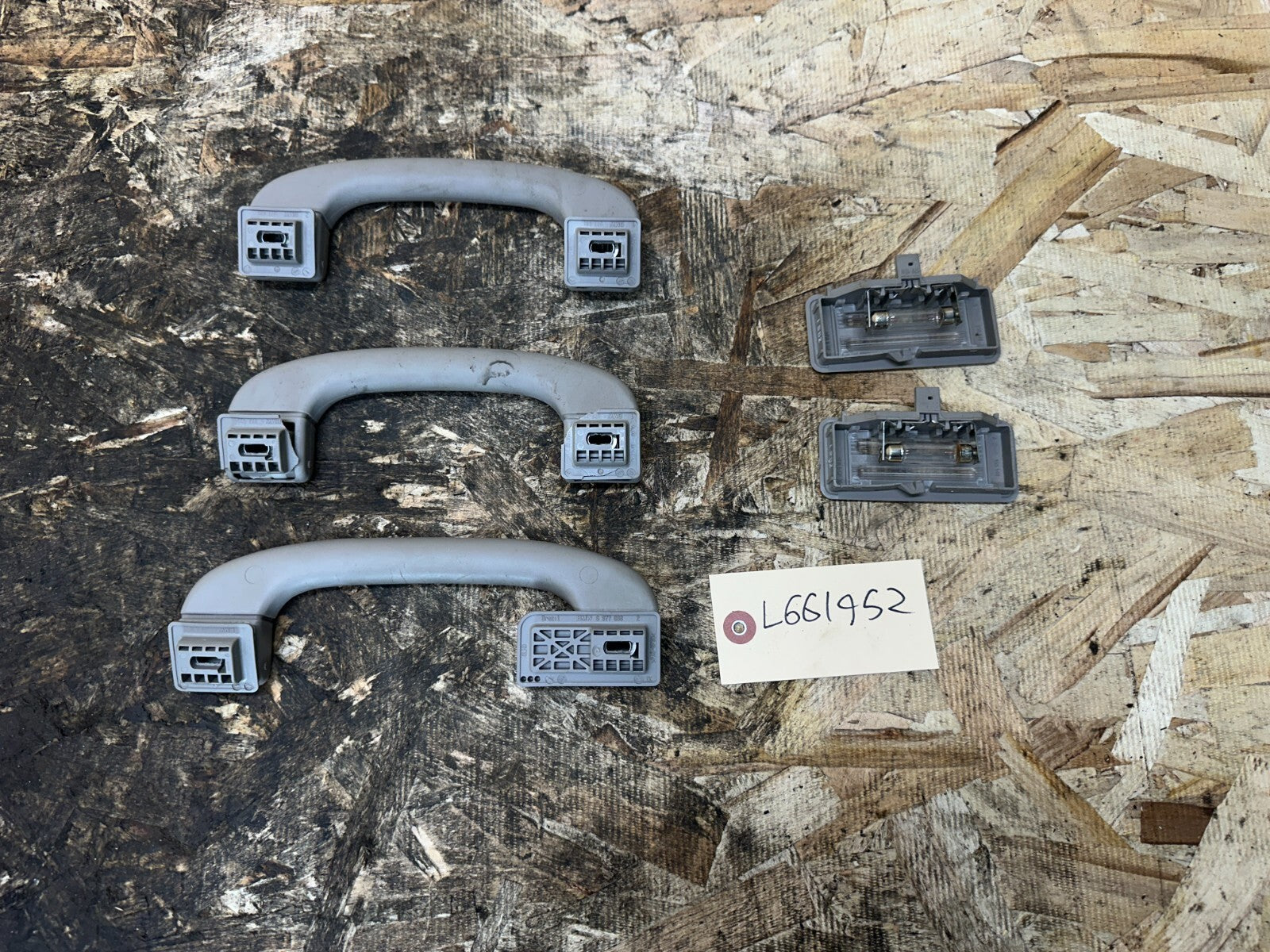 BMW 2007-2014 E70 X5 GRAY GRAB HANDEL SET 3PC W/ READING LIGHTS OEM 6977696