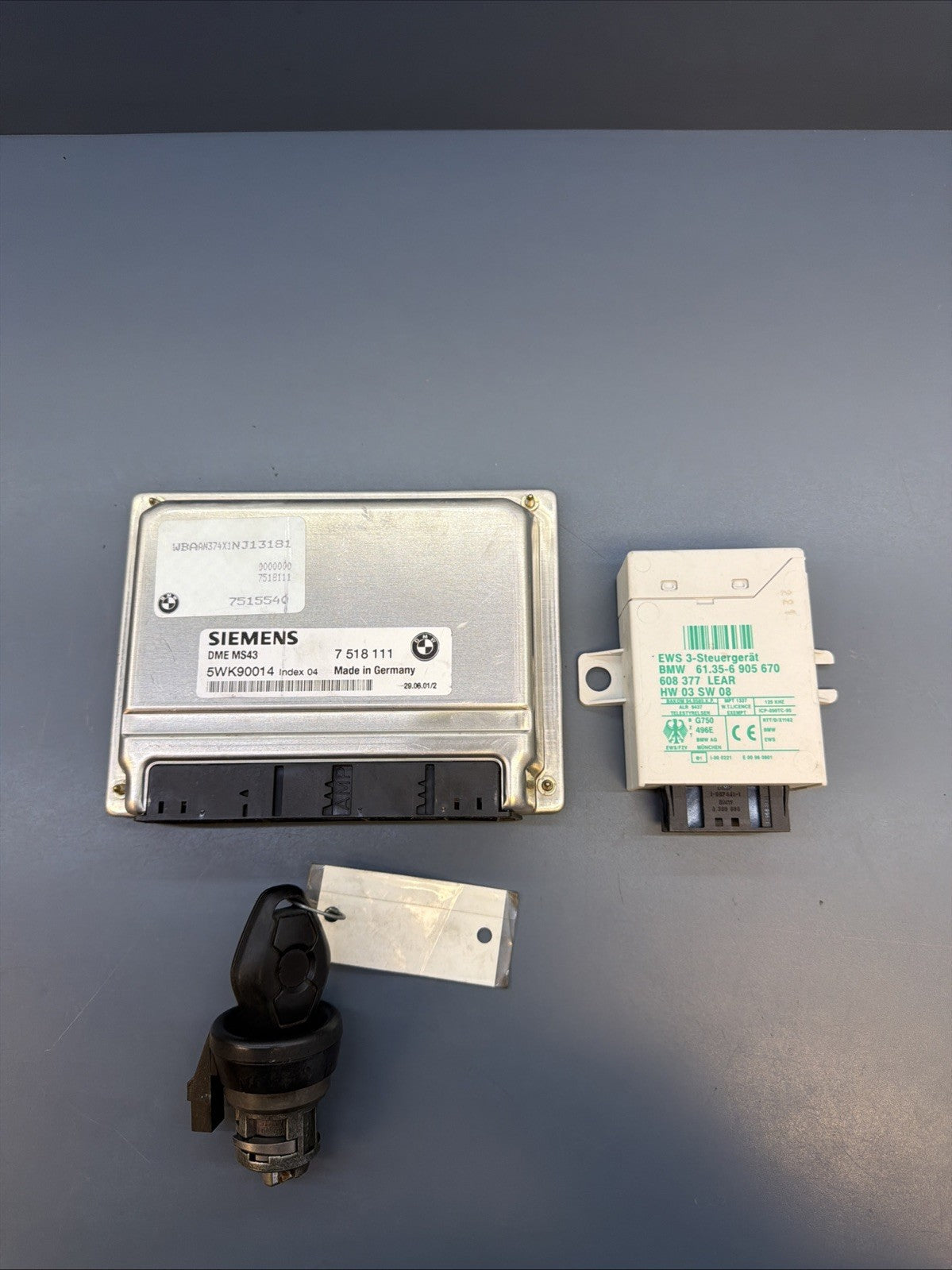BMW E46 E39 E53 3 5 X5 series 2.5Ci M54 ENGINE ECU SET DME MS43 EWS IGNITION KEY