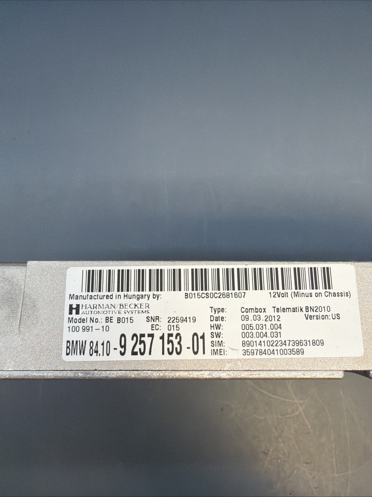 BMW 11-17 F25 F10 F30 HARMAN BLUETOOTH TELEMATIC CONTROL MODULE OEM 9257153