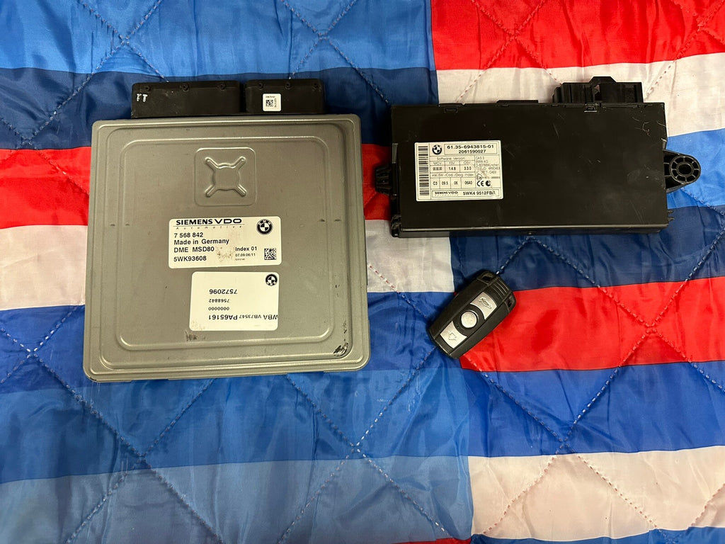 BMW E88 E90 E92 135 335 535 N54 DME ECU Engine Computer CAS3 Module Key Set OEM