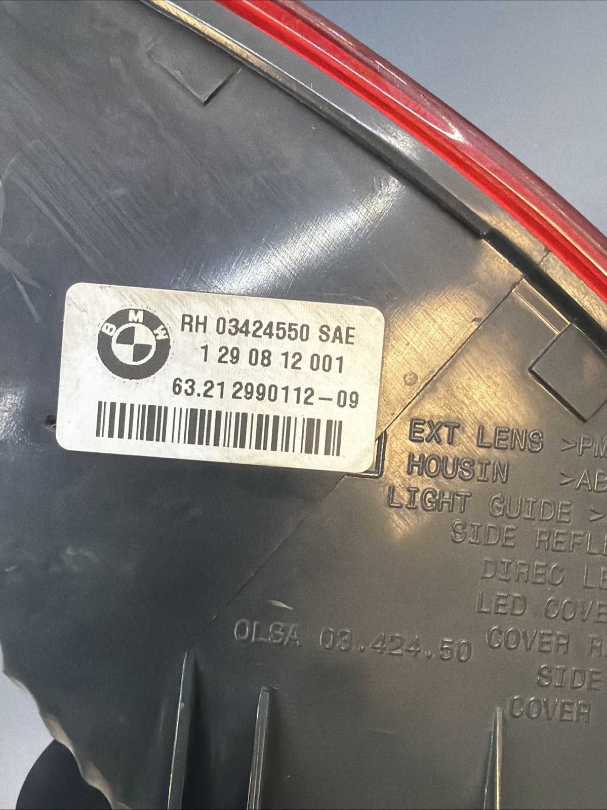 2013 2014 2015 BMW E84 X1 REAR RIGHT OUTER TAIL LIGHT ASSEMBLY OEM 2990112