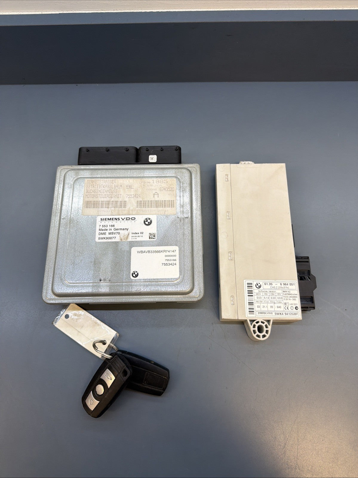 BMW N52 ENGINE CONTROL MODULE DME MSV70 CAS2 KEY ECU SET OEM 7553116