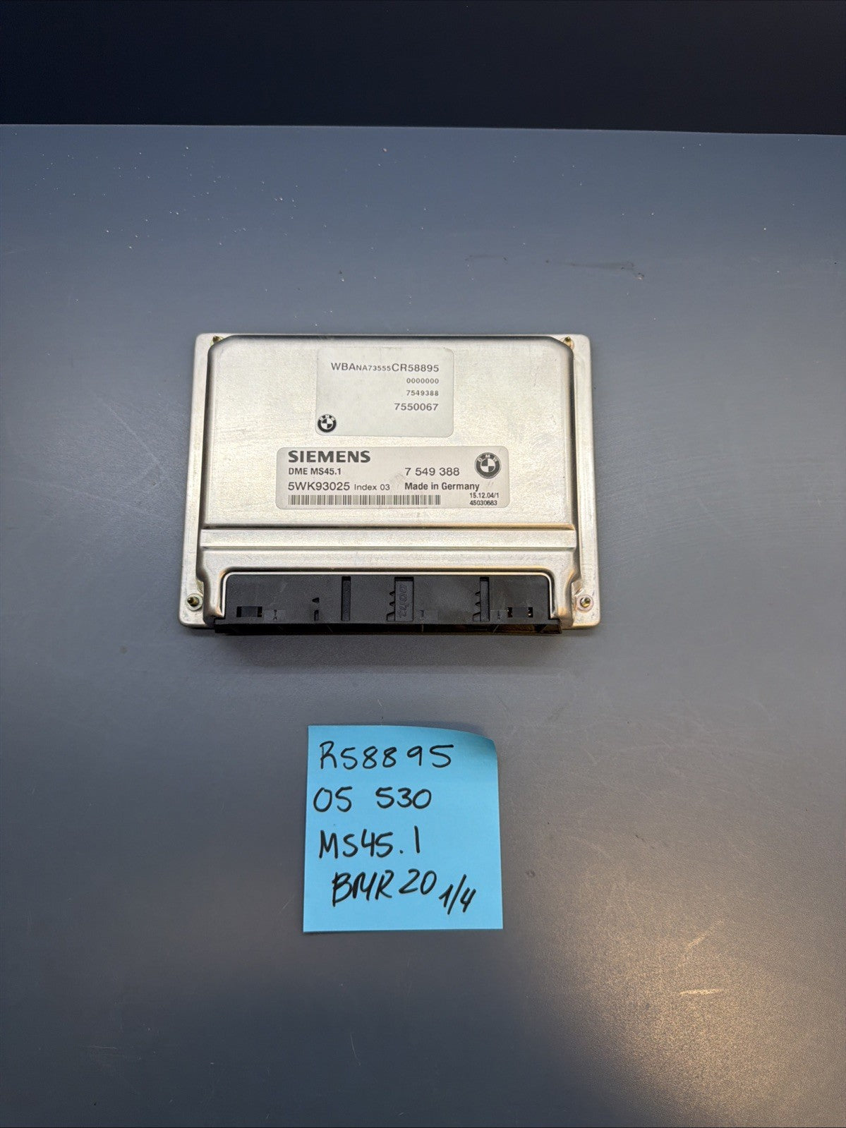 04-05 BMW 530i Engine Control Module ECM Computer 7549388 MS45.1