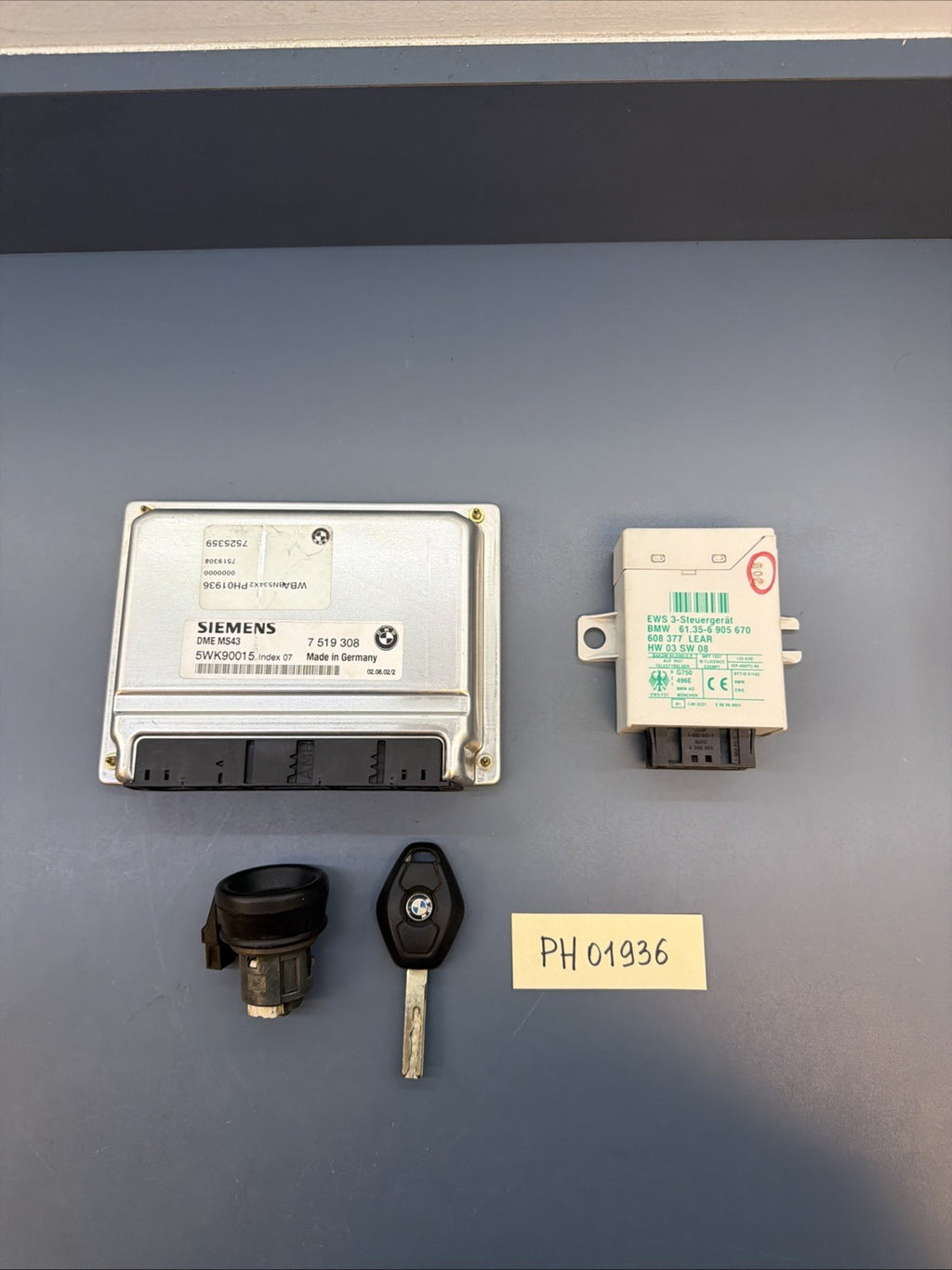 BMW E46 E39 E53 3 5 3.0i M54 ENGINE ECU SET DME MS43 EWS3 IGNITION KEY 7519308