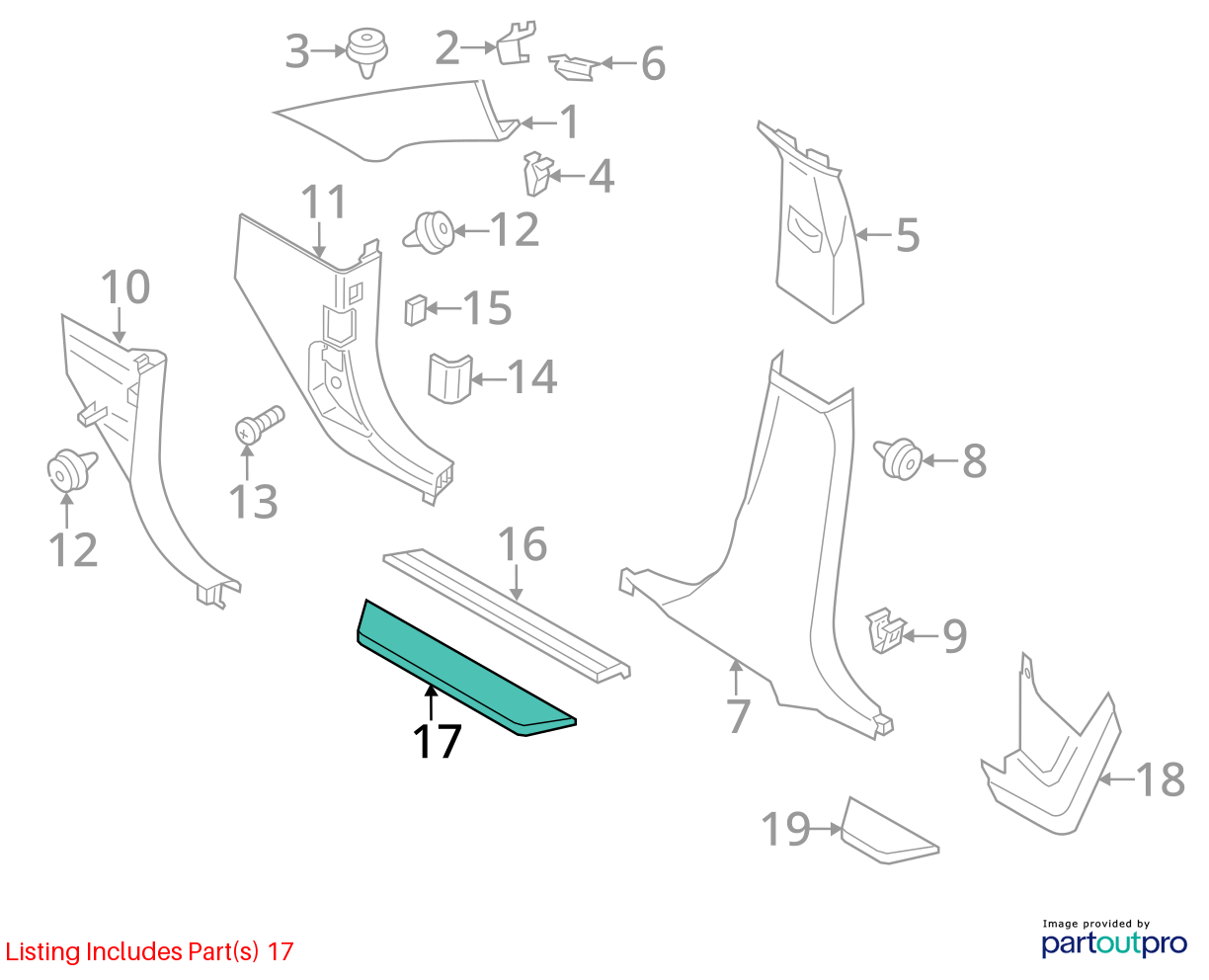 2011-2017 BMW X3 F25 FRONT LEFT RIGHT DOOR SILL SCUFF PLATE PANEL TRIM 7205597