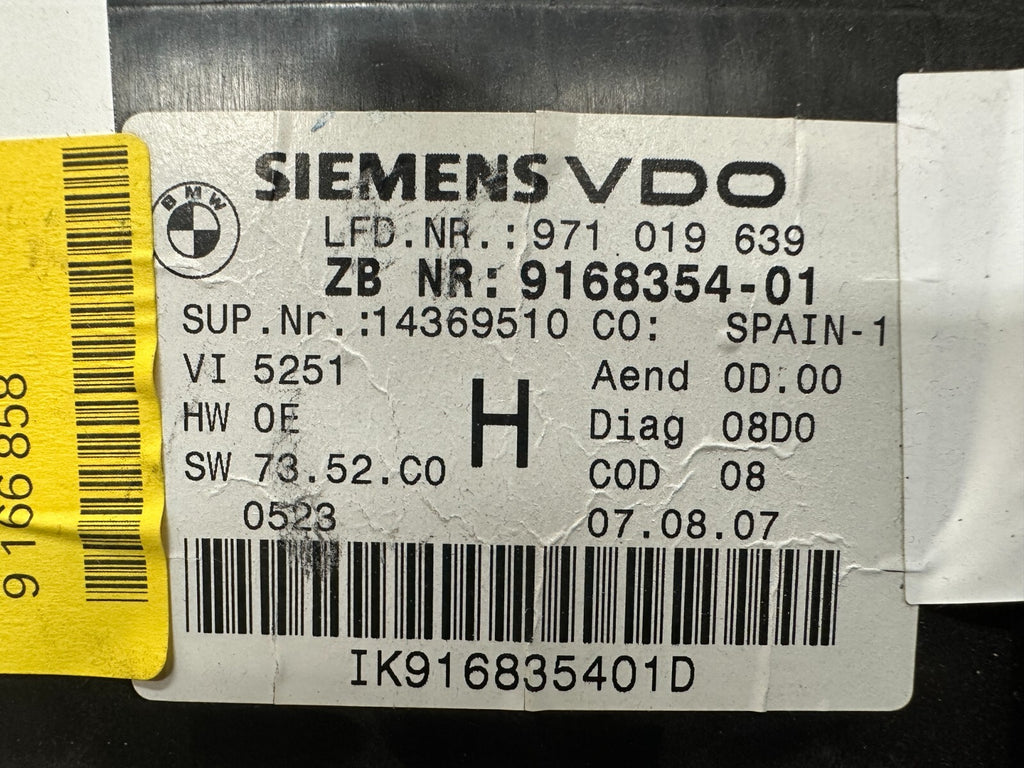 BMW 2006-2012 E90 SPEEDOMETER INSTRUMENT GAUGE CLUSTER MPH OEM 9168354