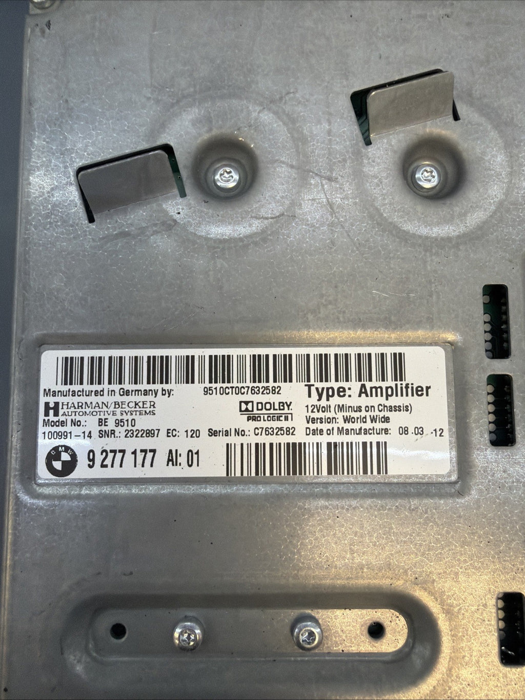 11-16 BMW F06 F10 F12 F13 528I 535I 550I 640I 650I HARMAN AMPLIFIER 9277177 OEM
