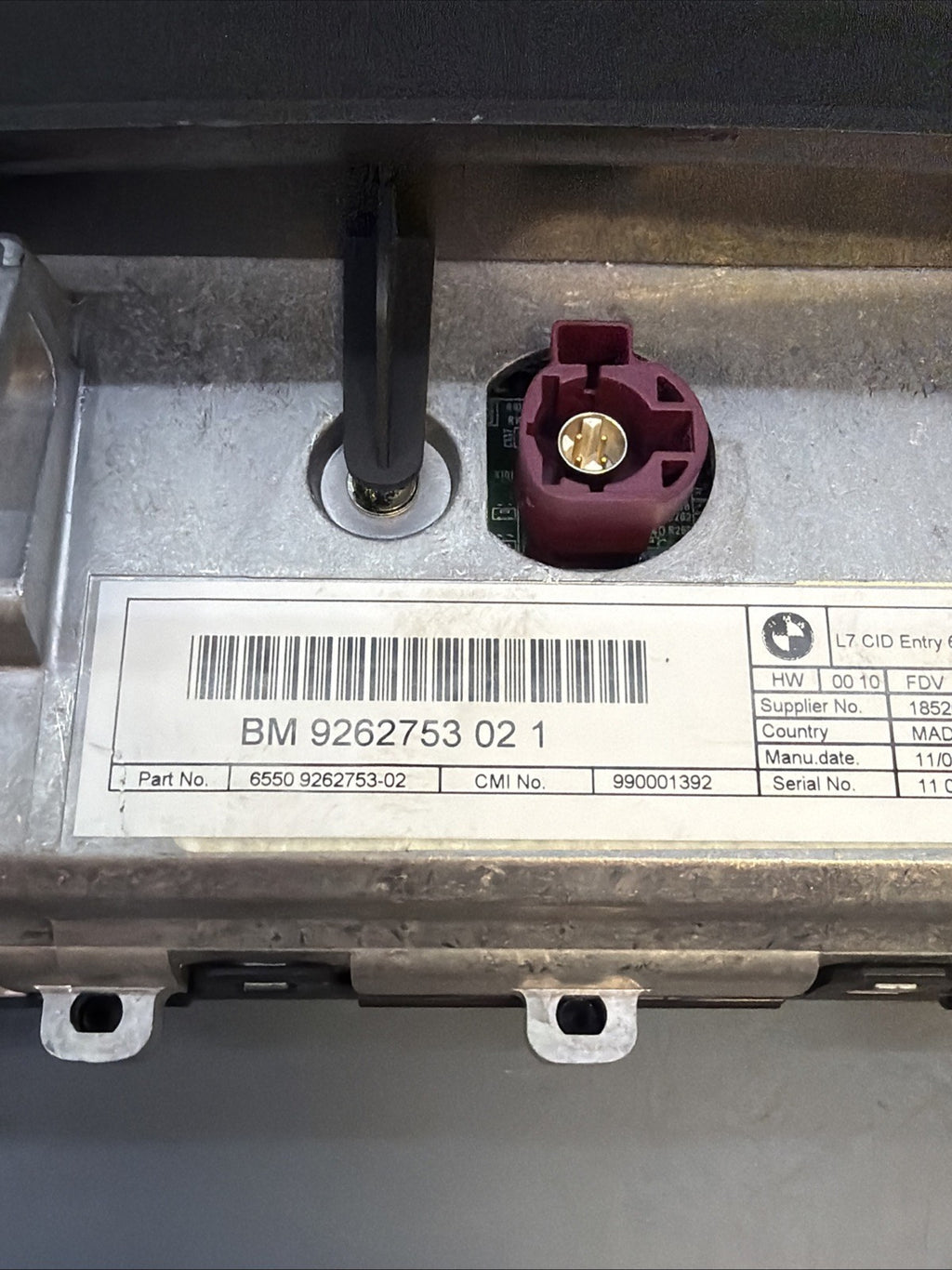 BMW F20 F30 F31 F34 9262753 CID CENTRAL INFORMATION DISPLAY SCREEN 9262753
