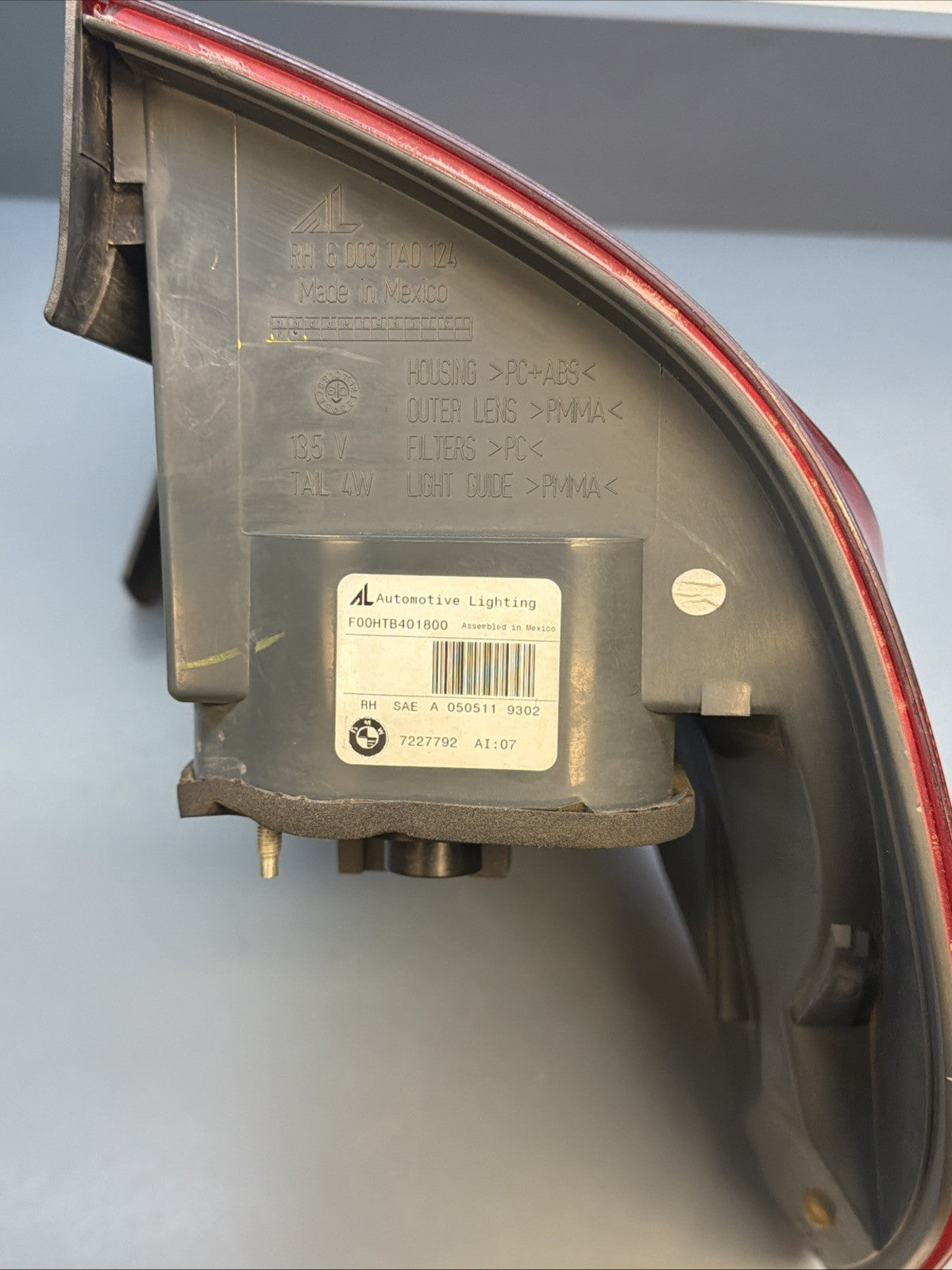 07-13 BMW E70 X5 Right Passenger Side Outer Quarter Taillight Lamp 7227792 OEM