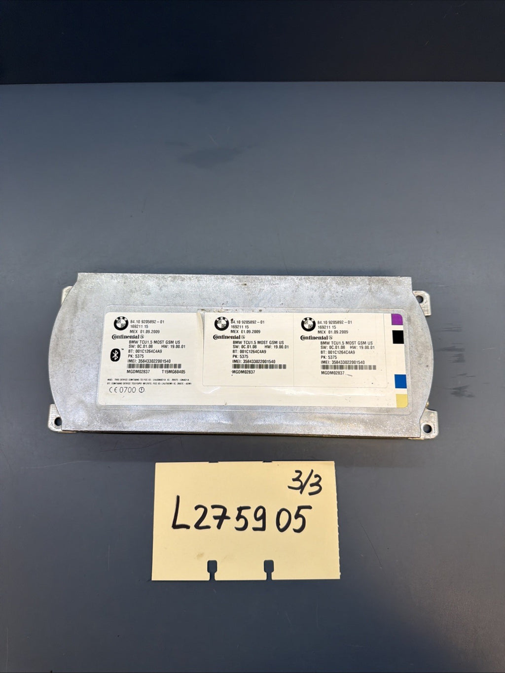 08-11 BMW E92 X5 TELEMATICS BLUETOOTH COMMUNICATION CONTROL MODULE 9205892