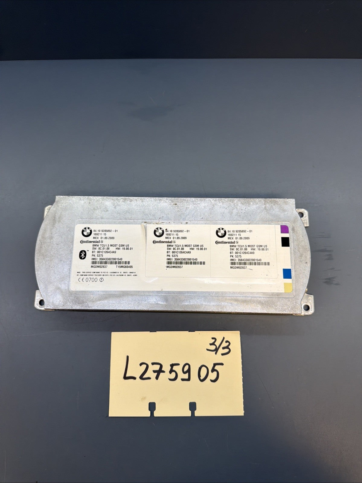 08-11 BMW E92 X5 TELEMATICS BLUETOOTH COMMUNICATION CONTROL MODULE 9205892