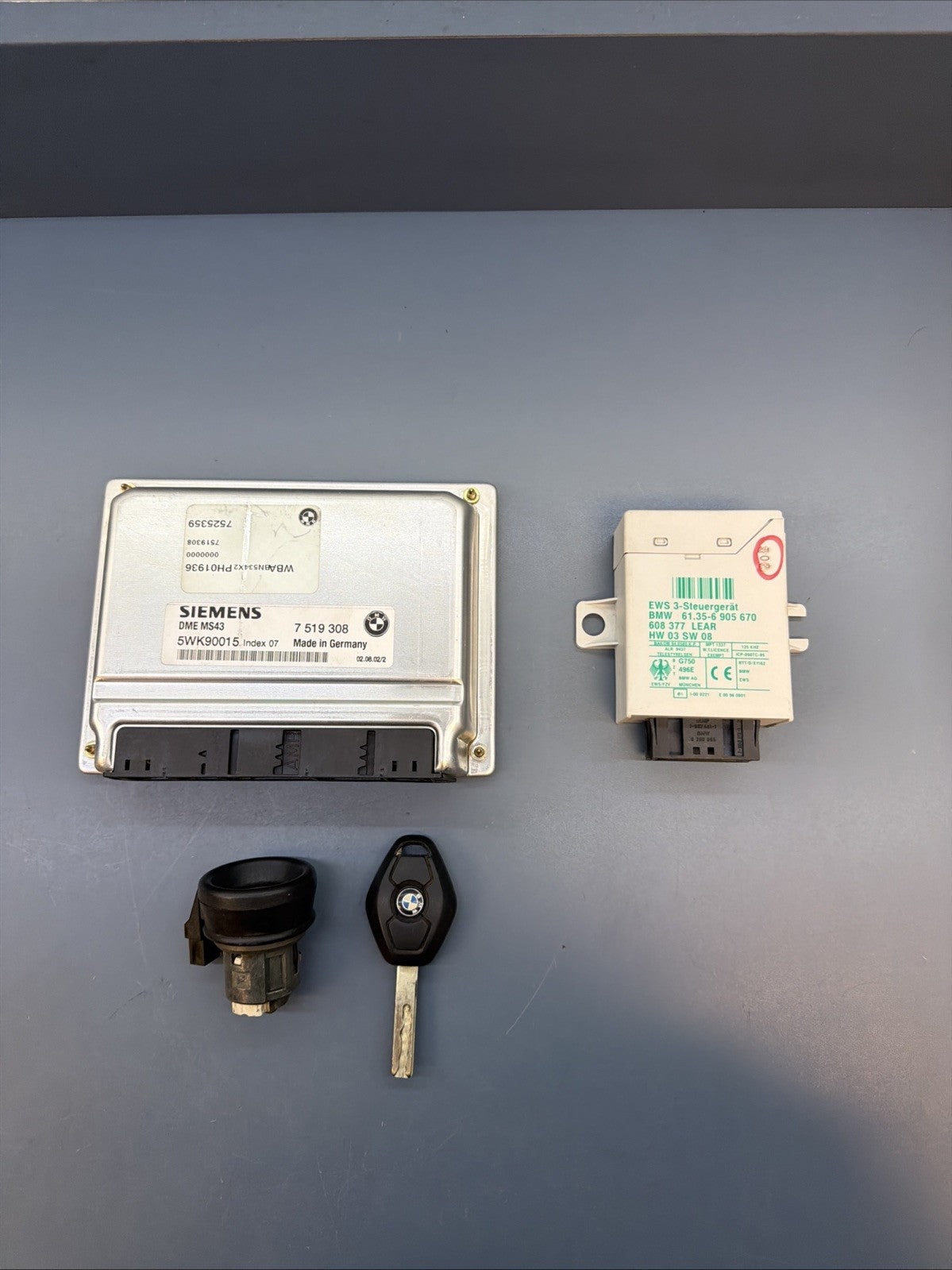 BMW E46 E39 E53 3 5 3.0i M54 ENGINE ECU SET DME MS43 EWS3 IGNITION KEY 7519308