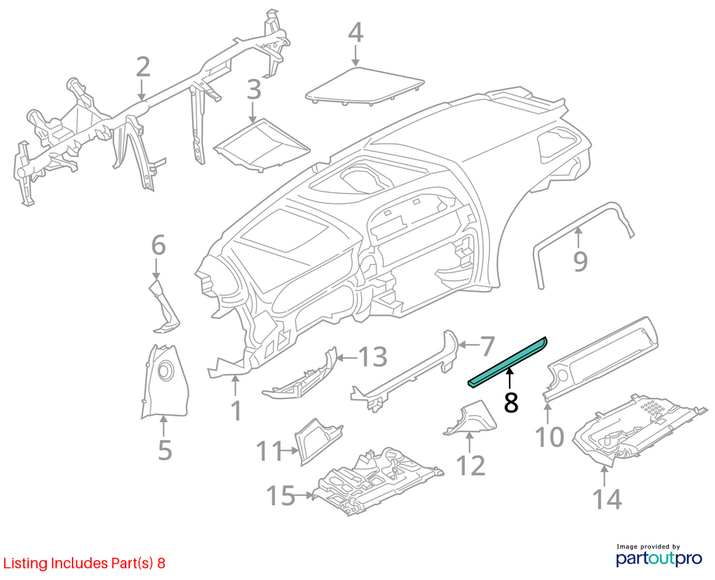 11-18 BMW 6 SERIES F06 INSTRUMENT DASH PANEL MOLDING TRIM 9197687